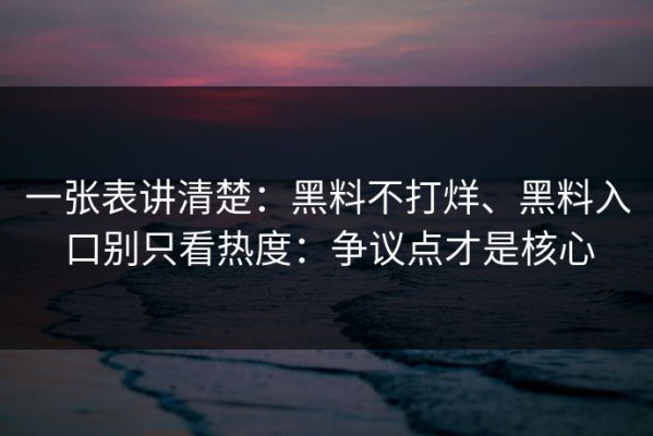 一张表讲清楚：黑料不打烊、黑料入口别只看热度：争议点才是核心