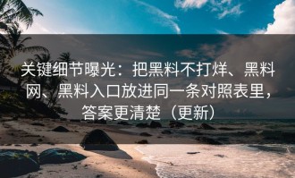 关键细节曝光：把黑料不打烊、黑料网、黑料入口放进同一条对照表里，答案更清楚（更新）