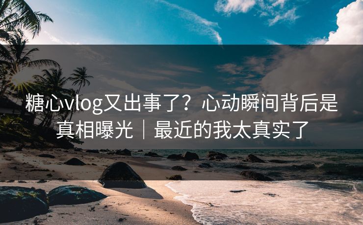 糖心vlog又出事了？心动瞬间背后是真相曝光｜最近的我太真实了